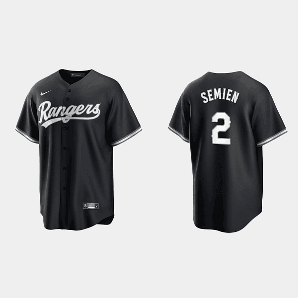 Men's Texas Rangers #2 Marcus Semien Black Cool Base Stitched Baseball Jersey Men's Texas Rangers #2 Marcus Semien Black Cool Base Stitched Baseball Jersey
